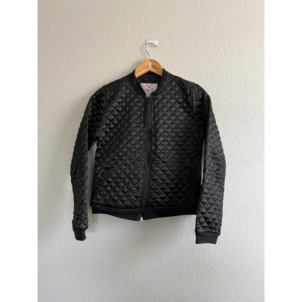 Quilted Black Bomber Jacket